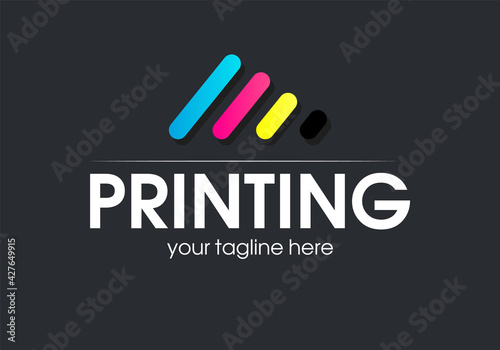 Digital print logo design template. Typography modern sign. Polygraphy and print factory. Express press and photocopy studio.