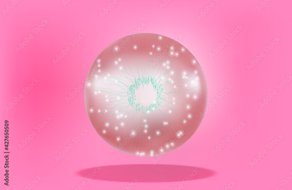 pink background with ball. connection of dots. imitation of an all-seeing eye. vector pink background with ball. connection of dots. imitation of an all-seeing eye. vector