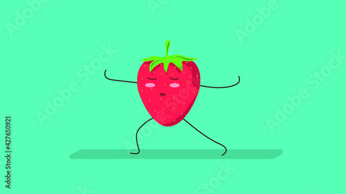 Strawberry on the yoga mat