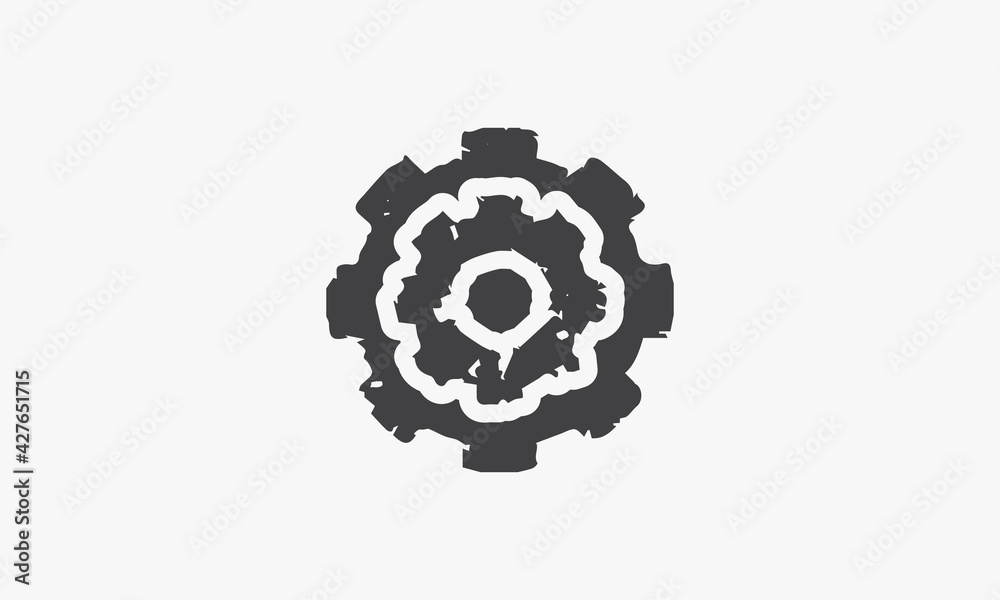 paint gear vector illustration on white background. creative icon. paint gear vector illustration on white background. creative icon.
