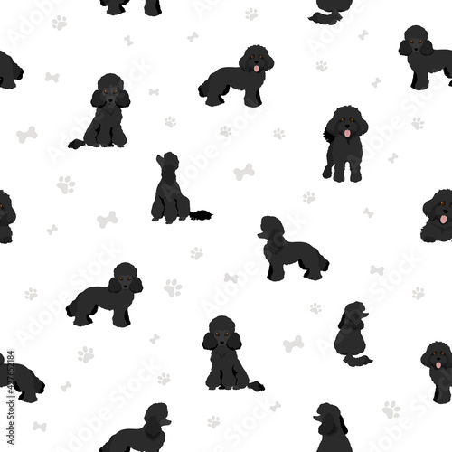 Toy poodle seamless pattern.