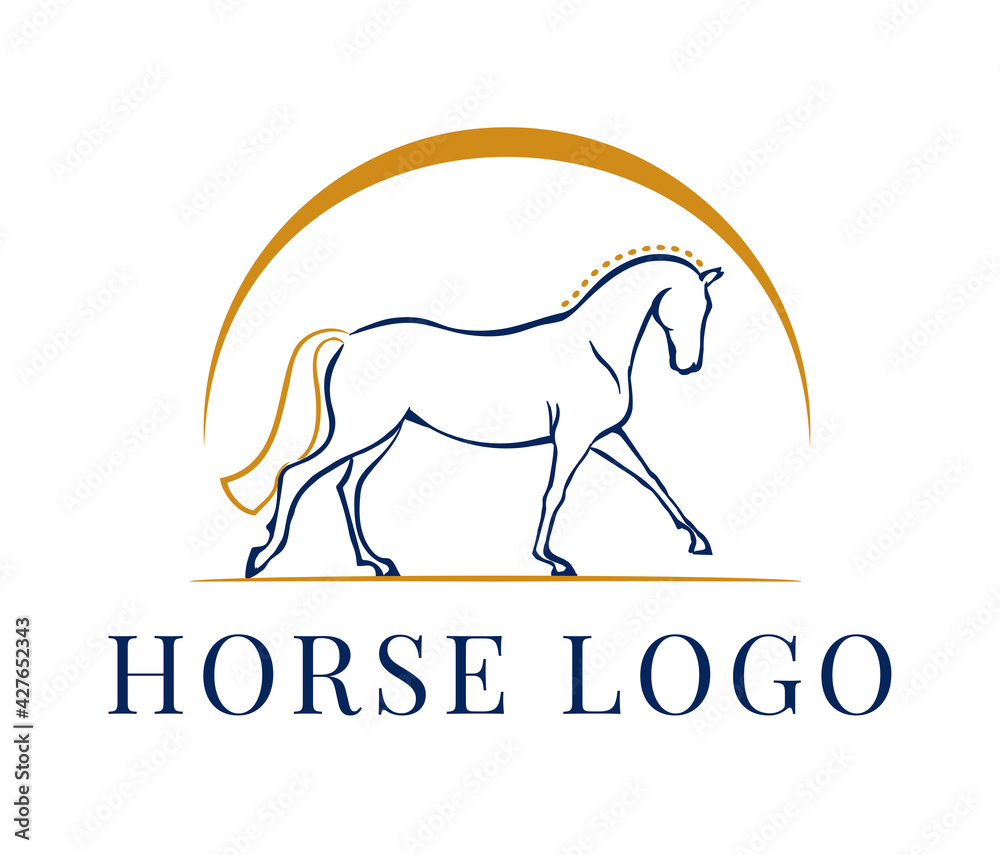 equestrian logo with line art horse symbol. vector illustration equestrian logo with line art horse symbol. vector illustration