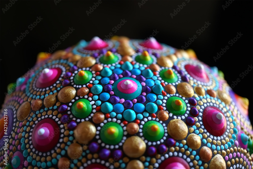 Beautiful Hand Painted Mandala close up