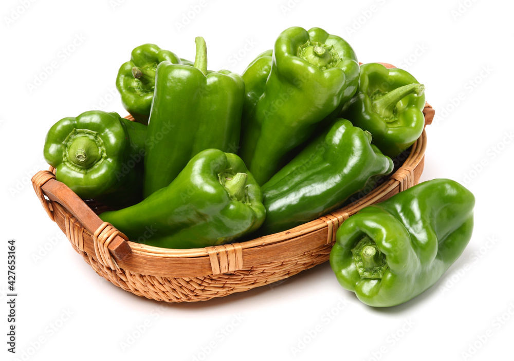 fresh green bell pepper (capsicum) on a white background fresh green bell pepper (capsicum) on a white background