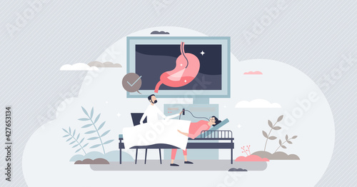 Gastroenterologist occupation as stomach health doctor tiny person concept