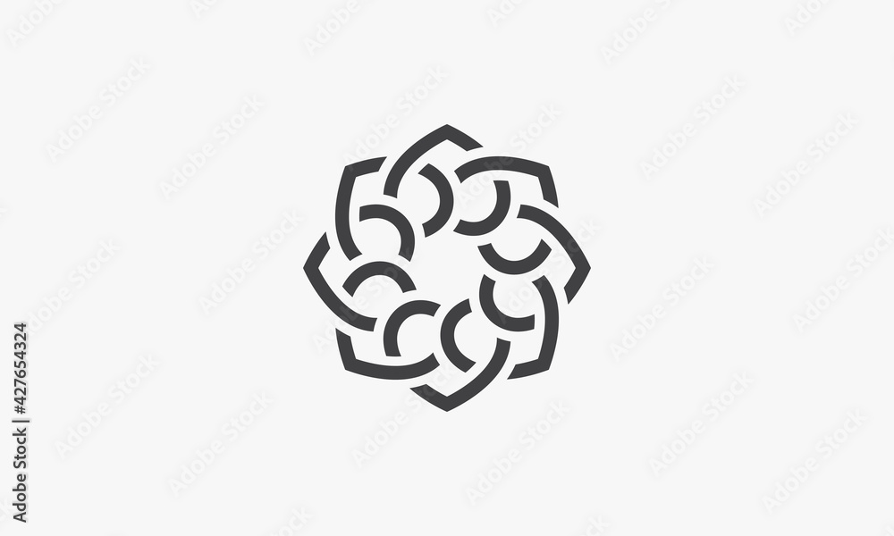 interlocking mandala vector illustration on white background. creative icon. interlocking mandala vector illustration on white background. creative icon.