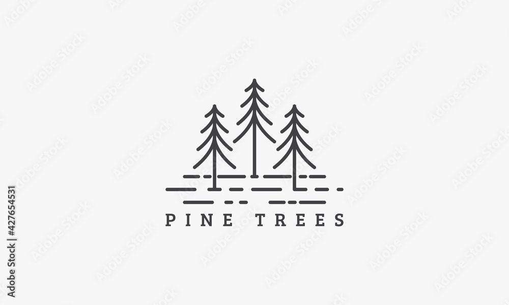 green pine vector illustration on white background. creative icon.