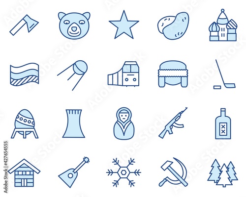 Russland Stereotyp Vector Icon Illustration Set