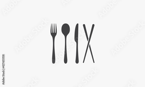 chopsticks spoon fork knife vector illustration on white background. creative icon.