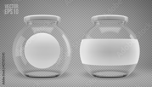 A set of glass jam jars with lids.