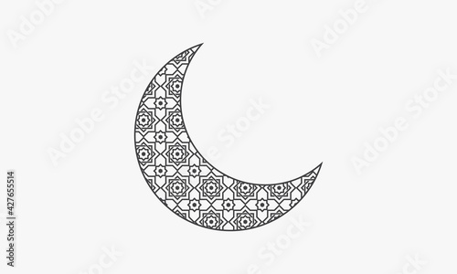 islamic ornament pattern shape crescent moon vector illustration. creative icon isolated on white background.