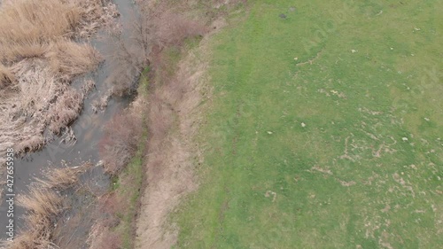 Aktovsky canyon. Mountain valley. Aerial view. Video Filming from a drone  photo