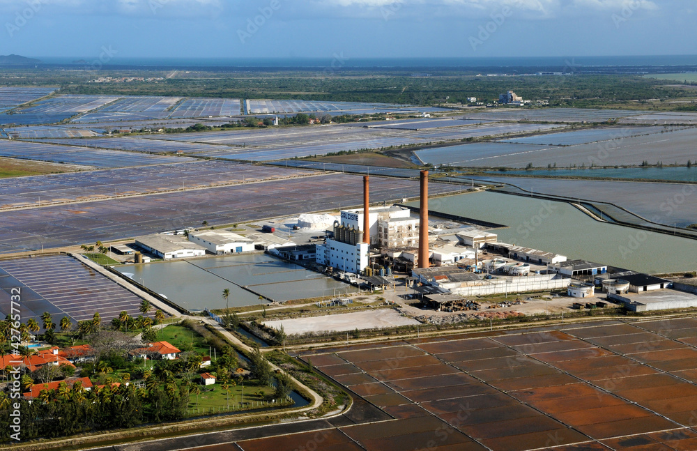 Cabo Frio, September 26, 2013.Salt Refinery.Aerial photograph of the salt refinery Salt Cisne located in the lakes region in the state of Rio de Janeiro, Brazil