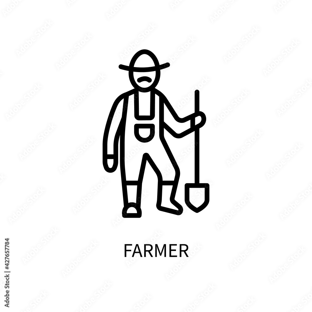 Farmer Line Icon In A Simple Style. Vector sign in a simple style isolated on a white background. 64x64 pixel.