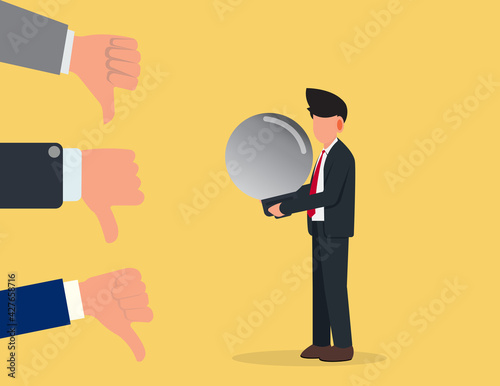 Unsuccessful business idea. disappointment at work vector illustration