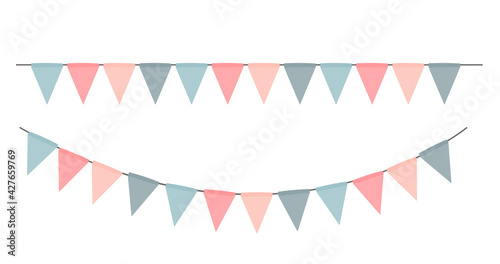 Party flag garland isolated on white background. Vector Illustration