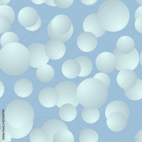 Seamless pattern with falling blue 3d balls. Vector