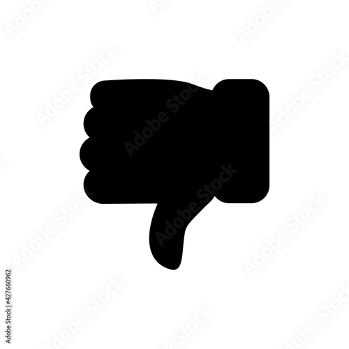 Thumb down icon. Hate and disagree outline symbol. Disapproval arm gesture. Vector isolated on white background