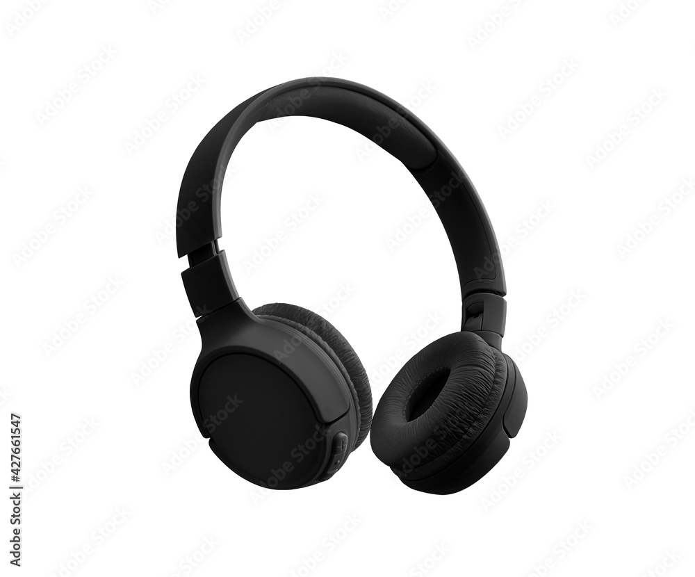 single black bluetooth wireless headphones - obrazy, fototapety, plakaty 