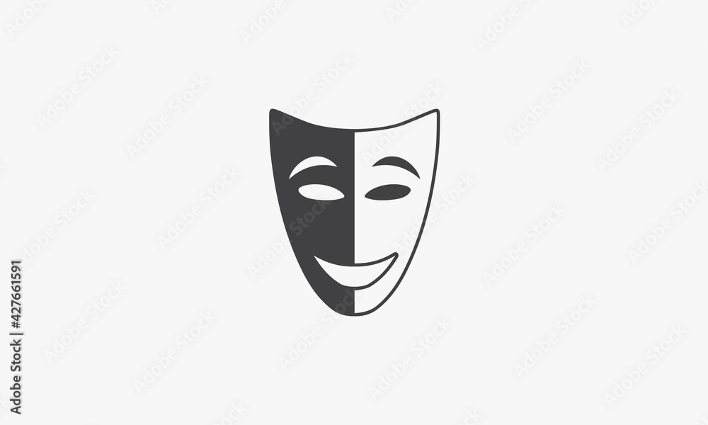 theatrical mask black white stop racism. racial equality vector illustration. theatrical mask black white stop racism. racial equality vector illustration.