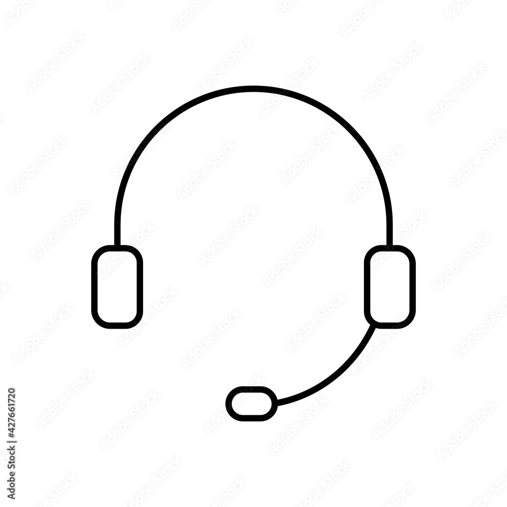 Headphone line icon. Earphones linear sign. Vector isolated on white Headphone line icon. Earphones linear sign. Vector isolated on white