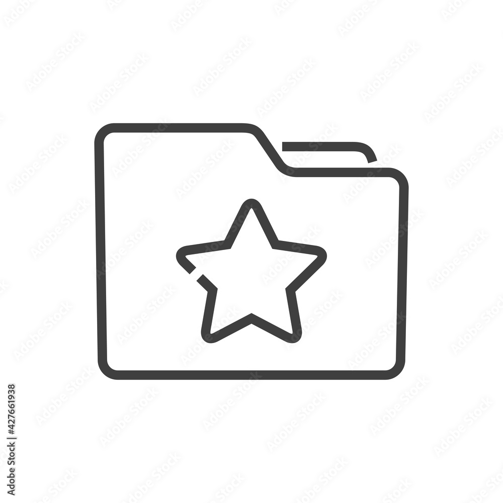 Icono favorito. Carpeta con estrella con lineas en color gris Icono favorito. Carpeta con estrella con lineas en color gris