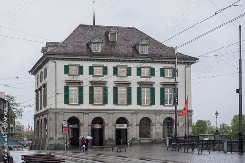 Obraz na płótnie Switzerland, Zurich - November, 2020 - Panorama of Helmhaus w salonie
