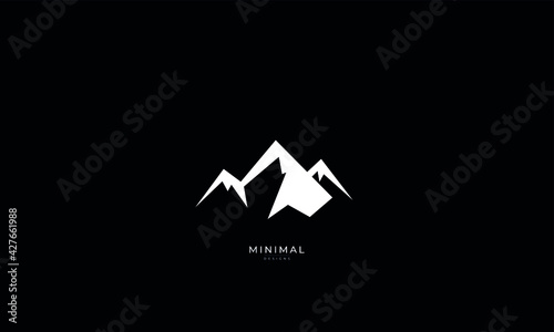 A line art icon logo of a minimal mountain, peak, summit	

