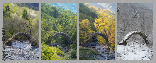 The arch bridge in mountains, Alps, Italy photo