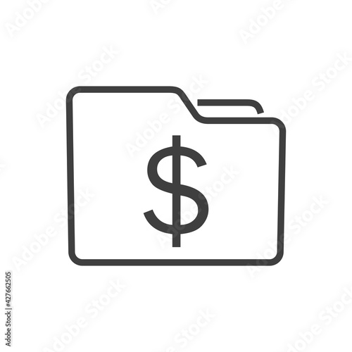 Icpno carpeta con símbolo dólar con lineas en color gris