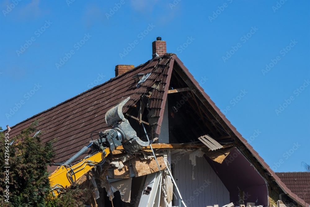 demolition work with crane, demolition company 