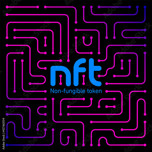 NFT non fungible token logo header banner vector illustration. Digital Art Concept.