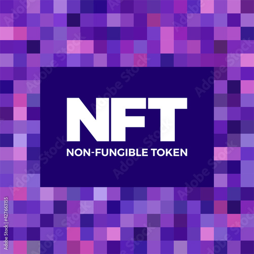 NFT non fungible token logo header banner vector illustration. Digital Art Concept.