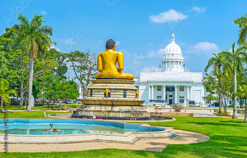 Buddha statue in Viharamahadevi park of Colombo, Sri Lanka photo