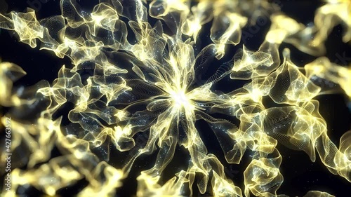 Bright background with glowing golden sun and shiny particles