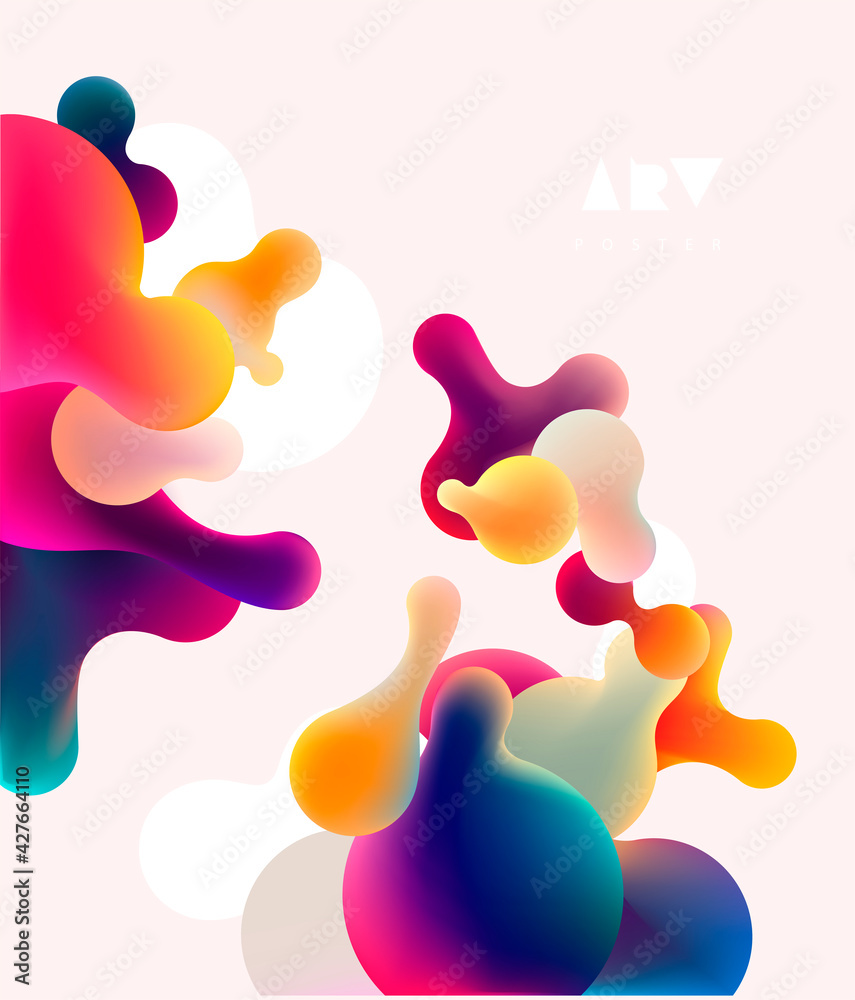 Fluid colorful bubbles. Abstract background
