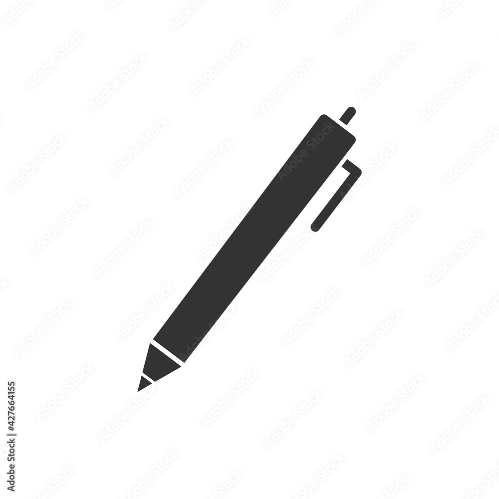 Pen icon. Business symbol. Pencil black silhouette. Vector illustration isolated on white. Pen icon. Business symbol. Pencil black silhouette. Vector illustration isolated on white.