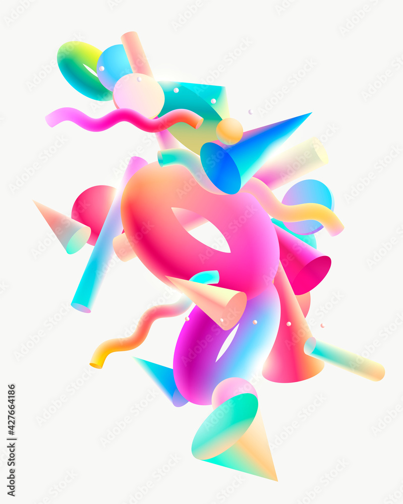 Bright colorful geometric shapes. Abstract modern composition. Bright colorful geometric shapes. Abstract modern composition.