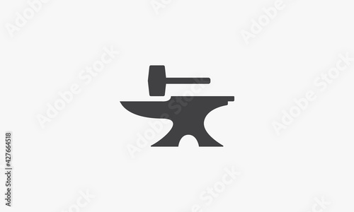 anvil with hammer icon. isolated on white background.
