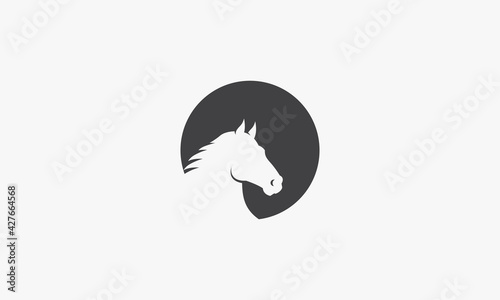 circle horse head icon vector illustration. isolated on white background.