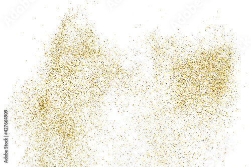 Gold Glitter Texture Isolated On White. Amber Particles Color. Celebratory Background. Golden Explosion Of Confetti. Vector Illustration, Eps 10.