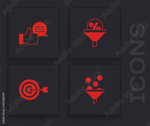 Set Lead management, Customer product rating, and Target icon. Vector