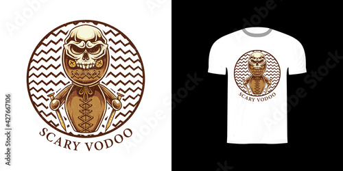 retro illustration vodoo for tshirt design, badge design character