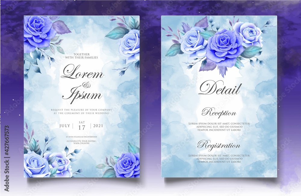 Obraz premium Watercolor Splash Botanical Invitation Card Template
