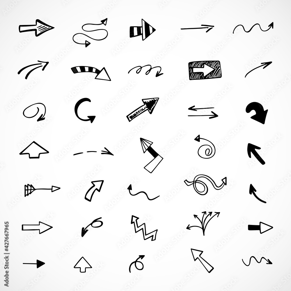 Vector set of hand-drawn arrows, elements for presentation Vector set of hand-drawn arrows, elements for presentation