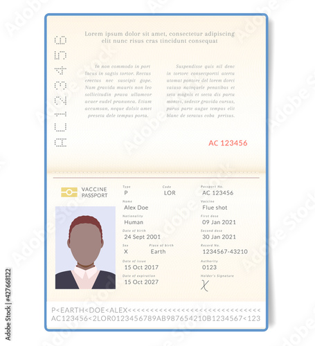Biometric vaccine passport. Contemporary passports will be provided with an information on vaccinations against influenza, covid and other diseases.