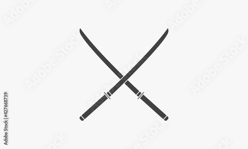 two sword katana crossed icon design vector illustration.