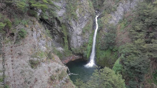 Rio Bonito waterfall at the entrance of Cerro Bayo in Argentine Patagonia. Neuquen. photo