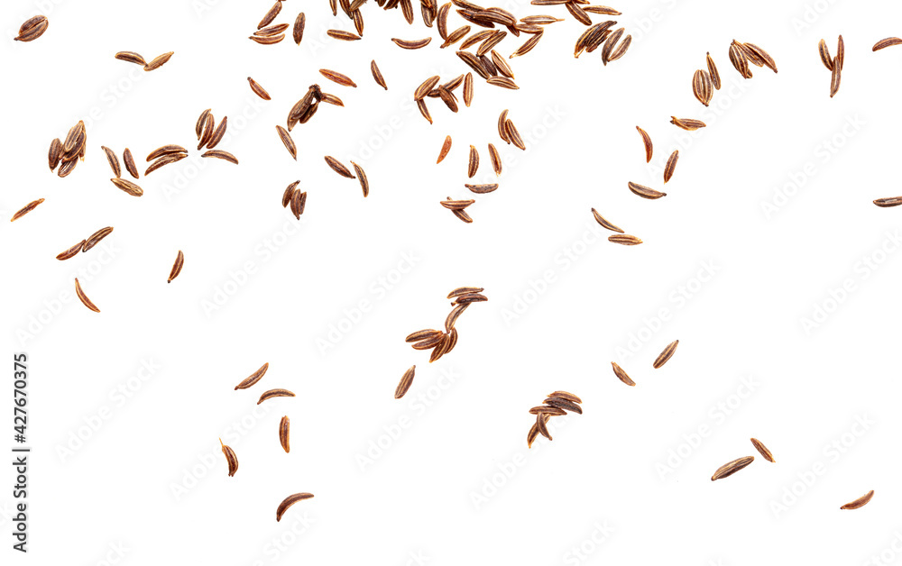 Caraway seeds isolated on a white background.