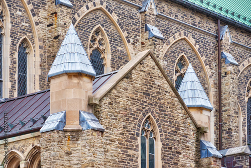 Photography Gothic Revival architectural features of Saint Paul's Anglican Church in Toronto